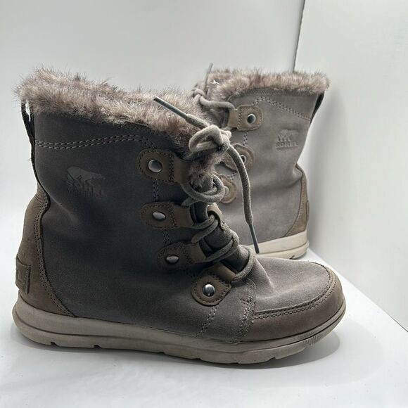 Sorel Explorer Joan Boots Women’s Waterproof Fur Lined NL3039-052 Gray - Picture 2 of 8